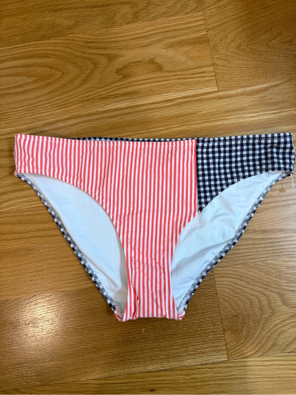 aerie Red Stripe and Navy Gingham Bikini Bottoms